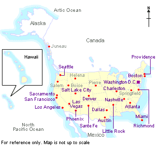 MAP OF UNITED STATES OF AMERICA
