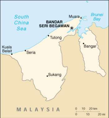 political map of brunei. Map Of Brunei